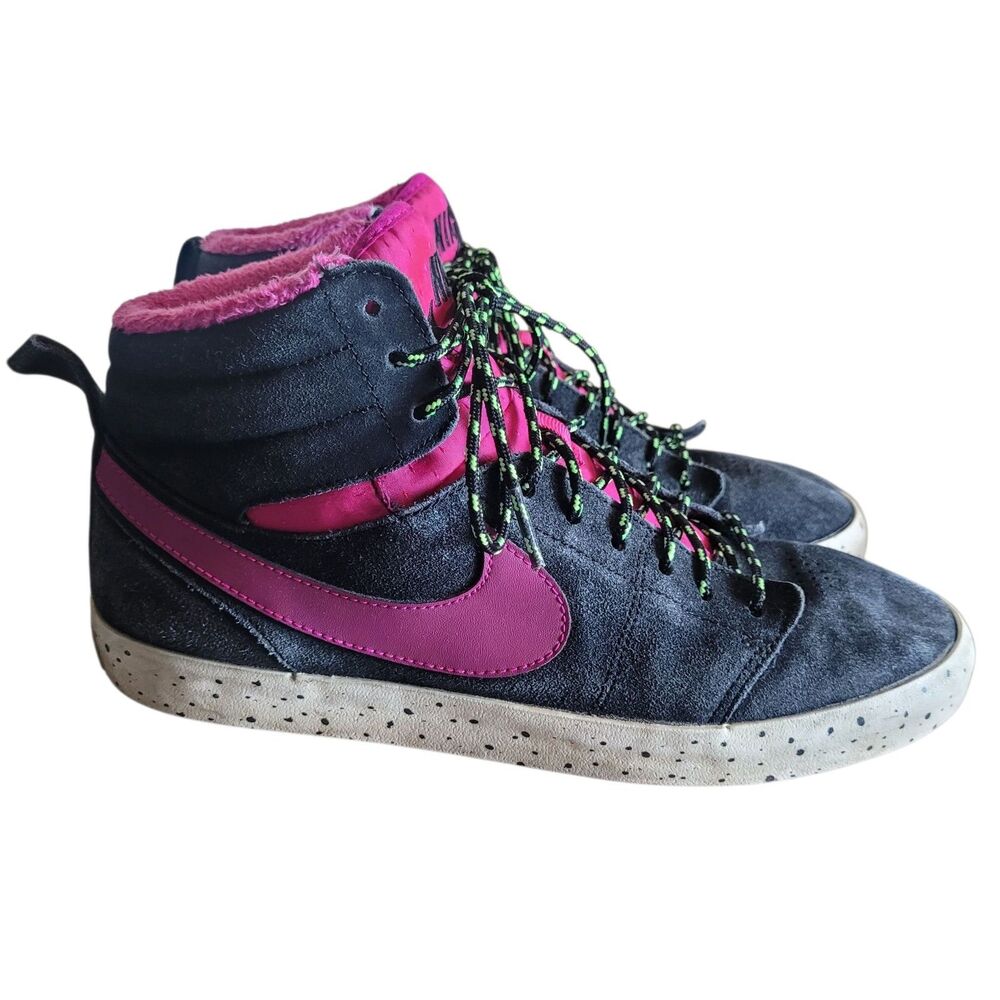 Nike Hally Hoop High Top Sneakers Women's Size 9 Black Pink Suede Streetwear